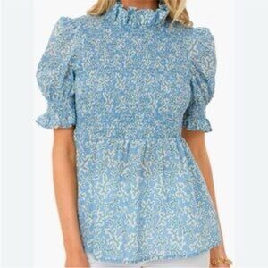 Tuckernuck Blue and White Floral Blouse